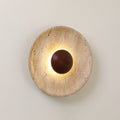 Applique murale solaire en travertin Aveny — forme de disque circulaire