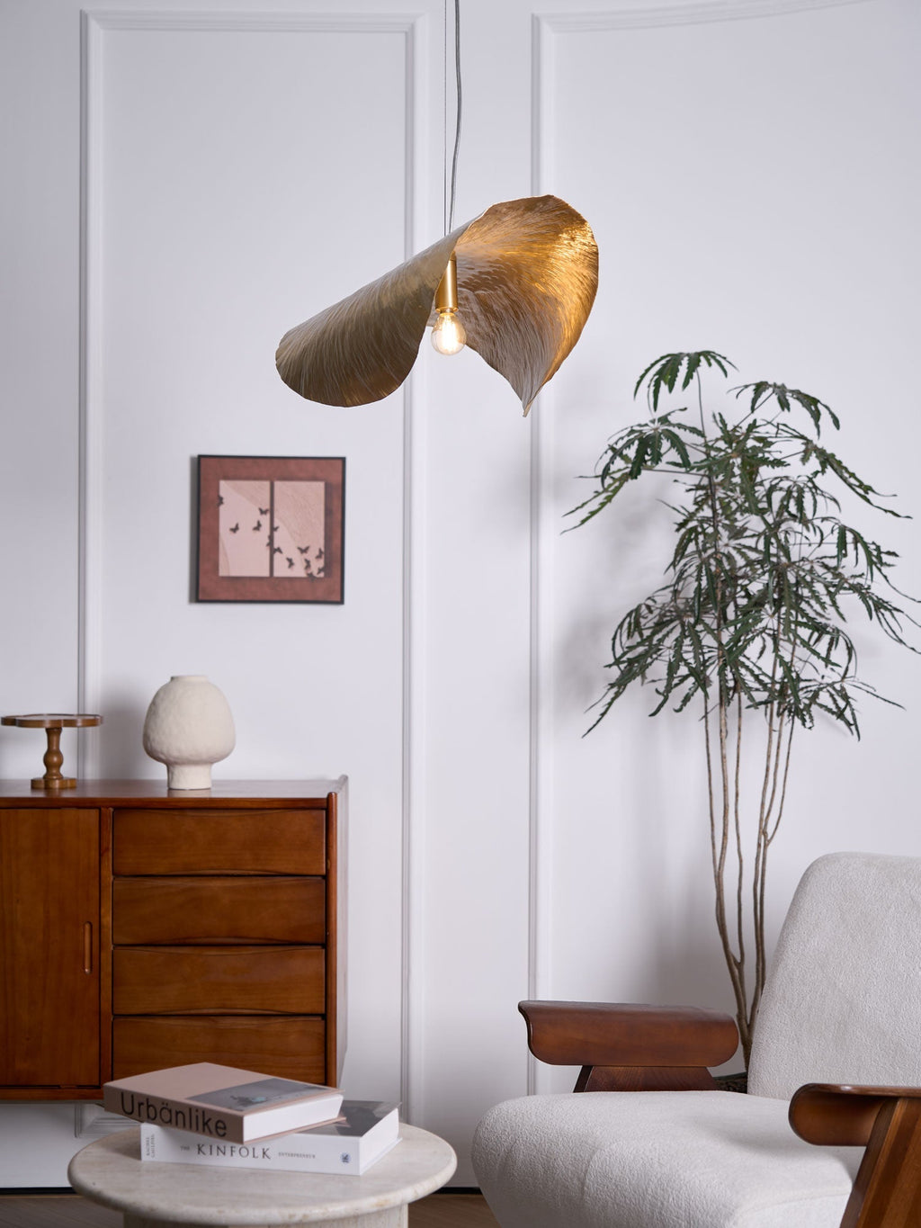 Matte Hammered Drum Pendant — 80cm Diameter