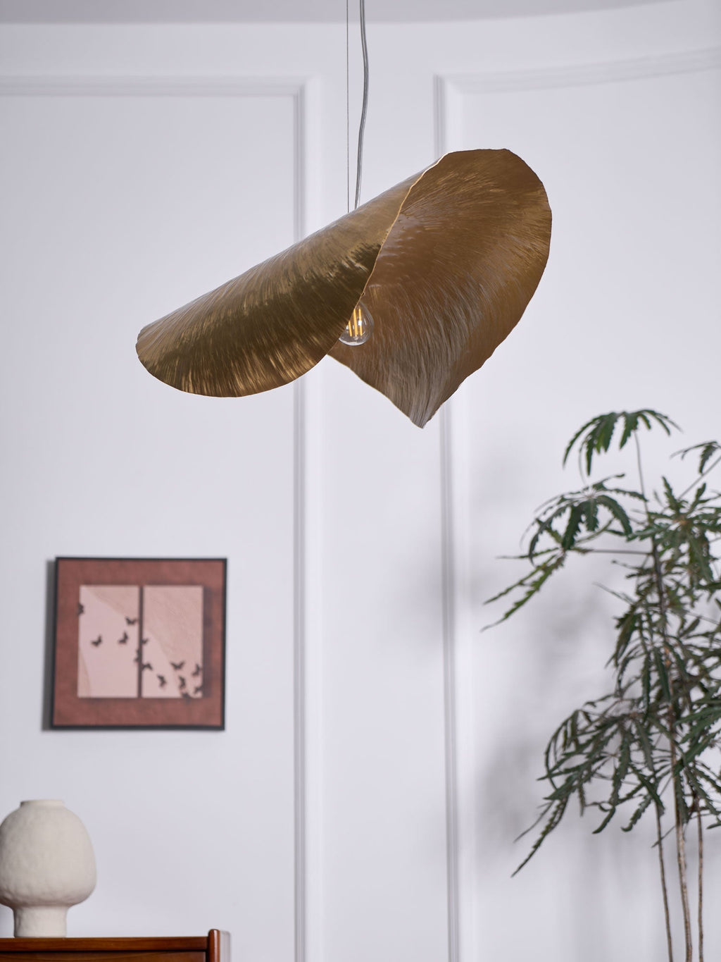 Matte Hammered Drum Pendant — 80cm Diameter
