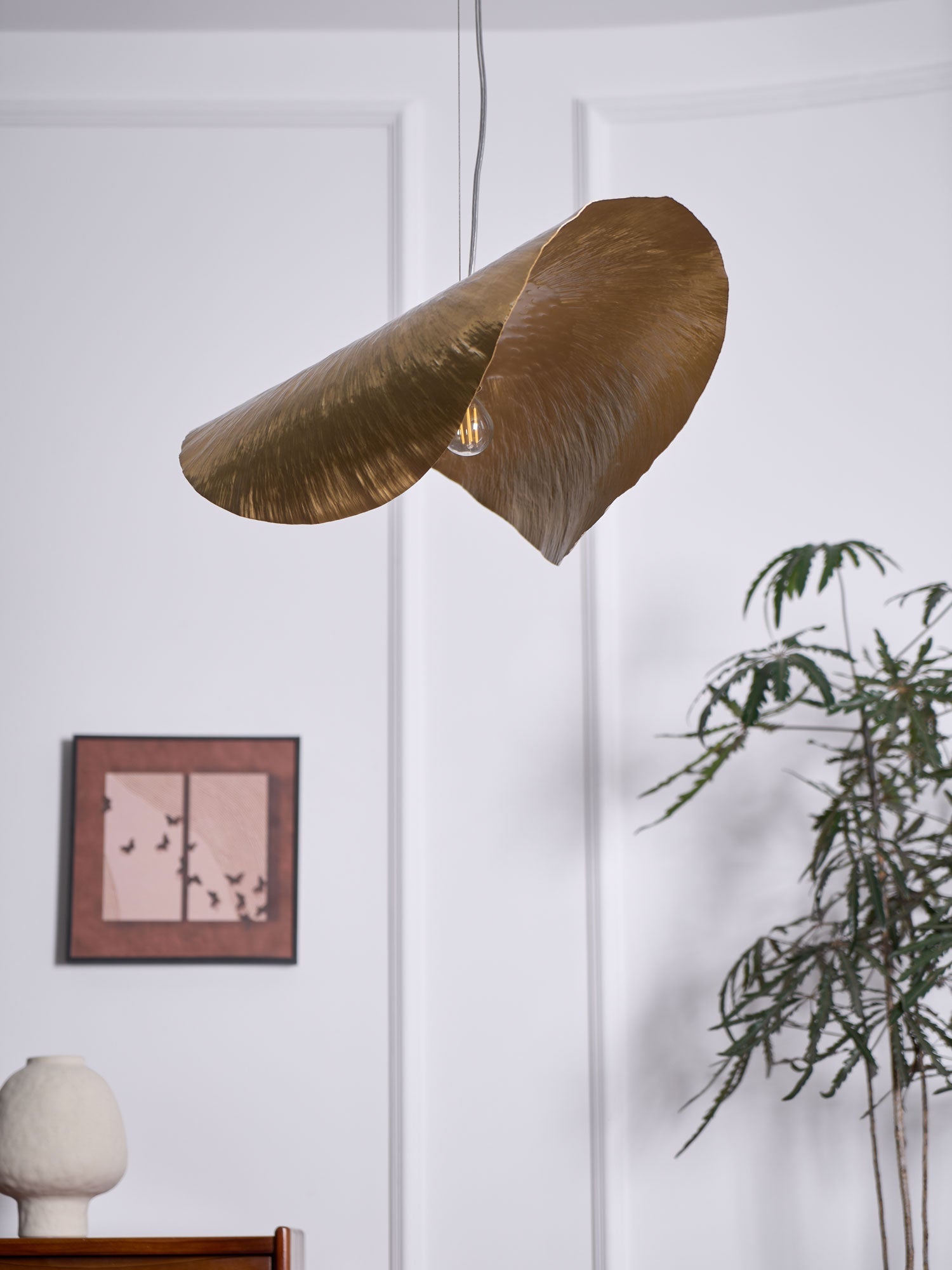 Matte Hammered Drum Pendant — 80cm Diameter
