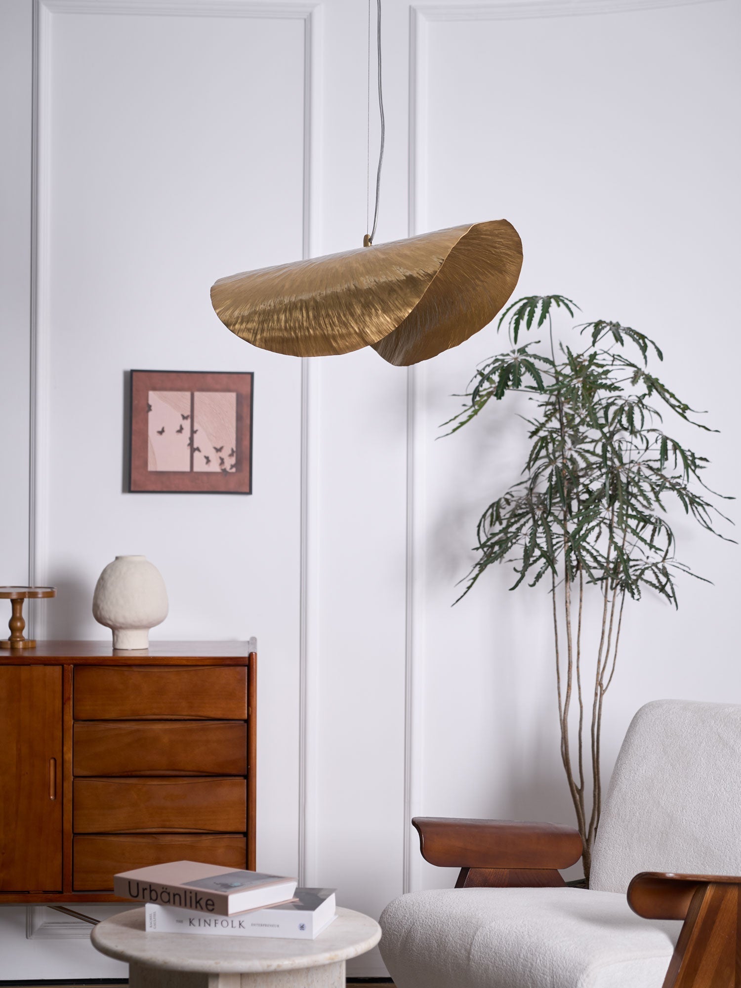 Matte Hammered Drum Pendant — 80cm Diameter