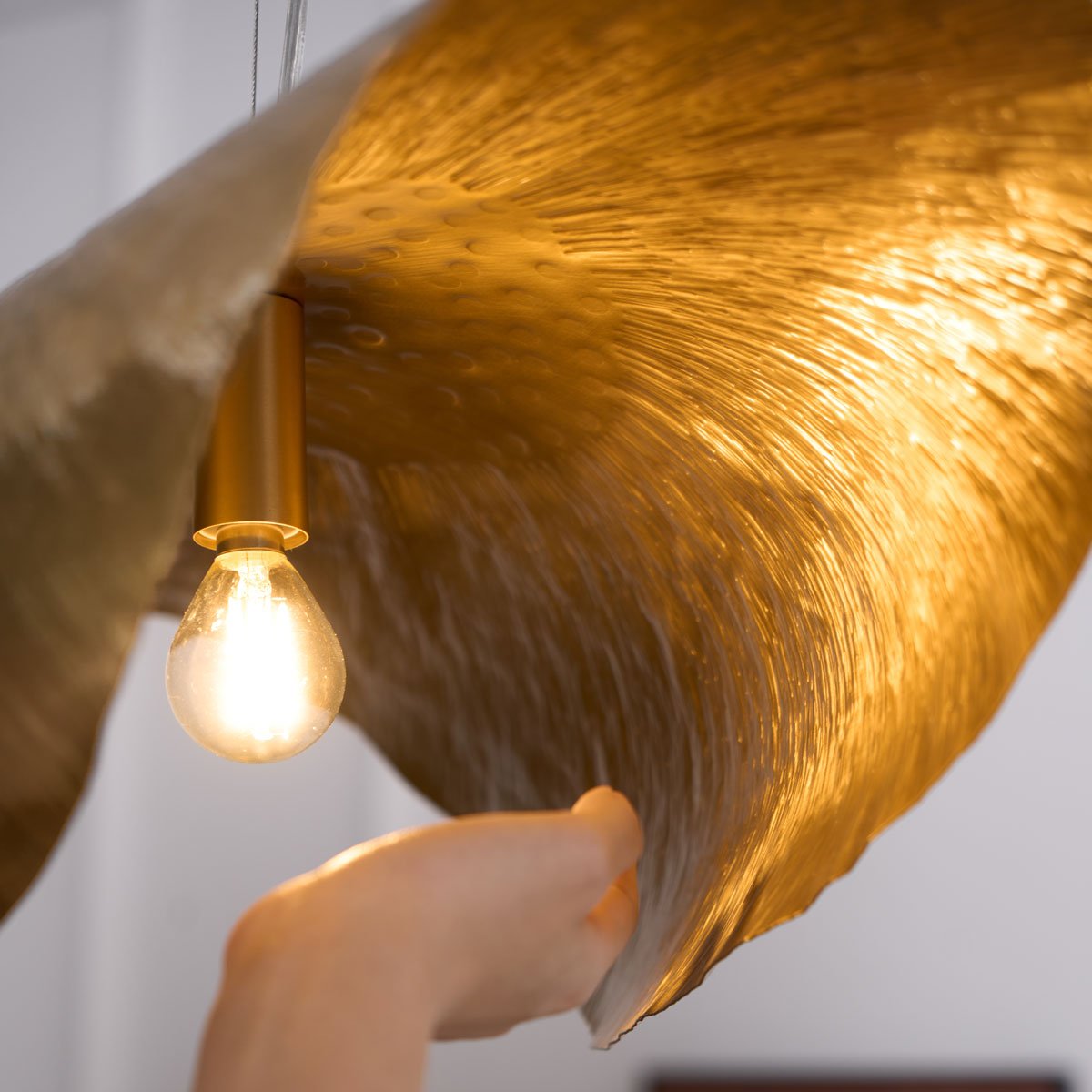 Matte Hammered Drum Pendant — 80cm Diameter
