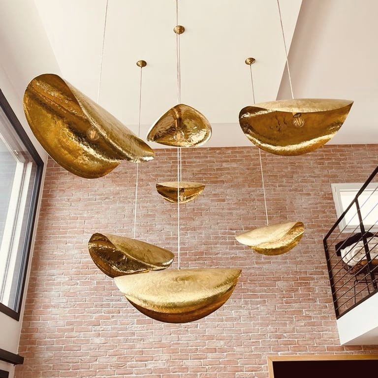 Matte Hammered Drum Pendant — 80cm Diameter