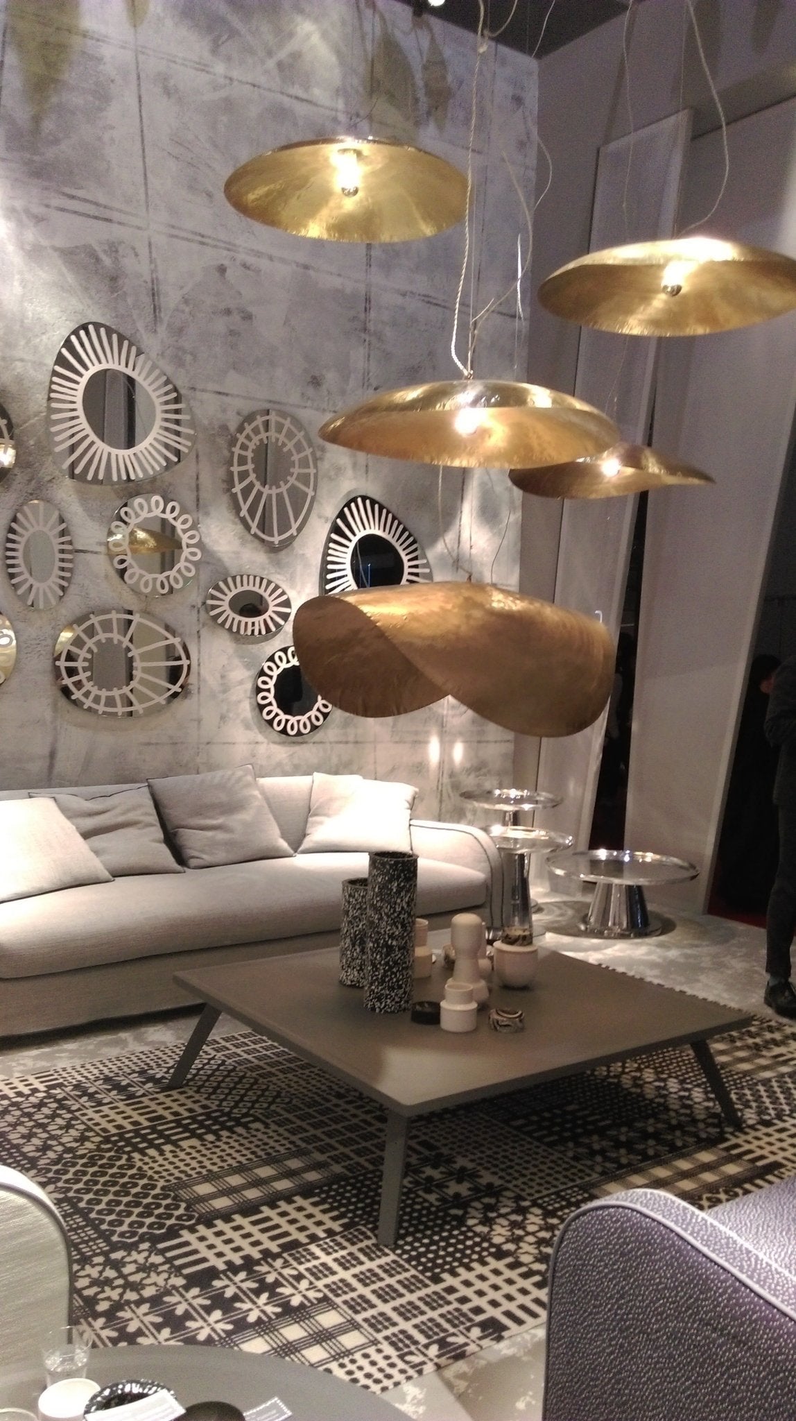 Matte Hammered Drum Pendant — 80cm Diameter