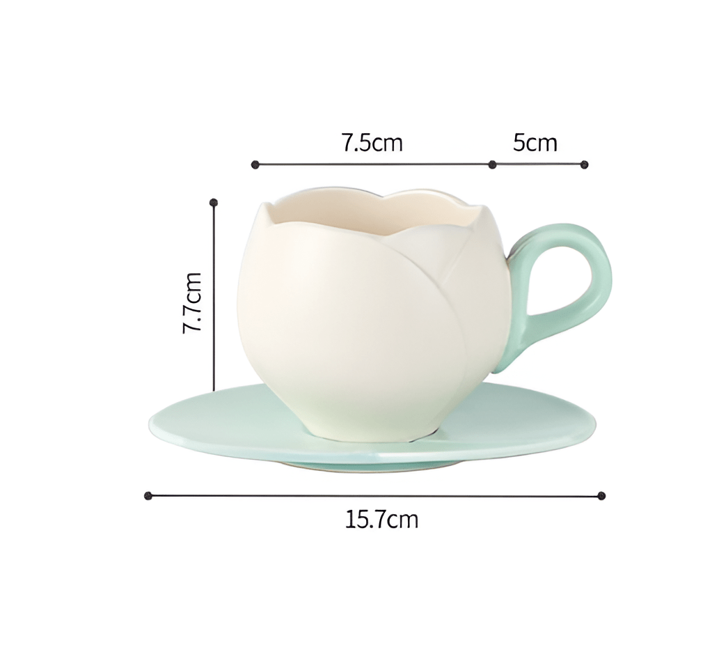 チューリップ 陶器 コーヒー碗 受け皿 セット