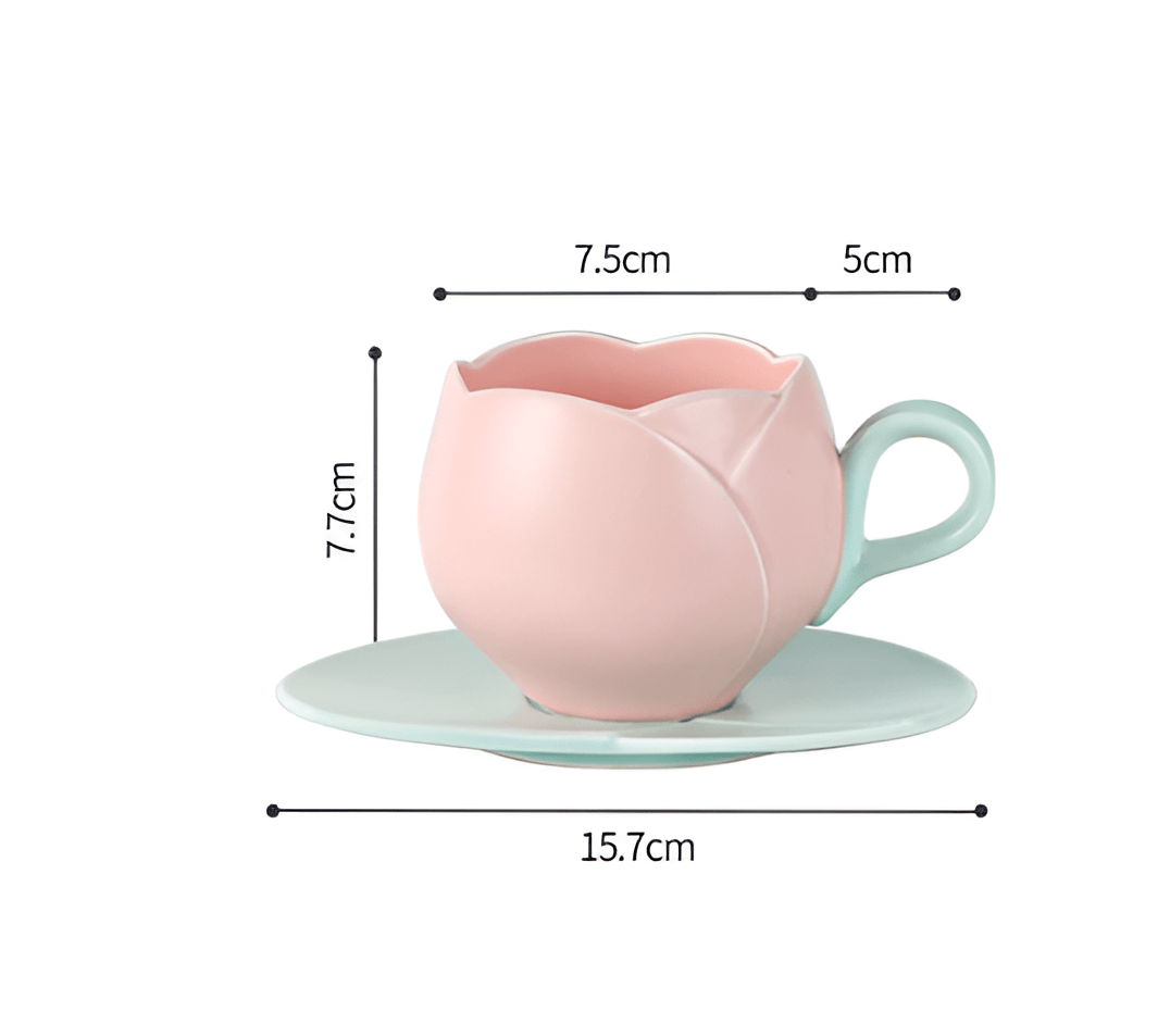 チューリップ 陶器 コーヒー碗 受け皿 セット