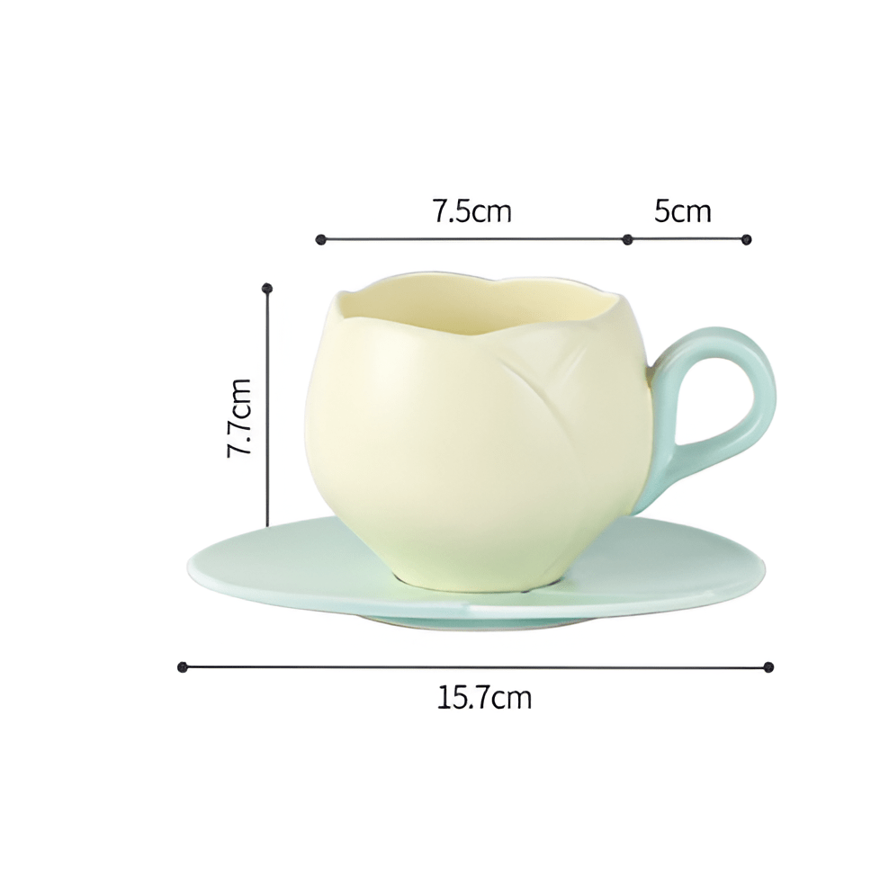 チューリップ 陶器 コーヒー碗 受け皿 セット