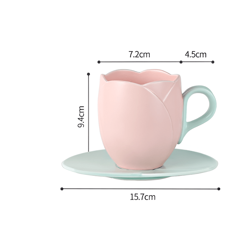 チューリップ 陶器 コーヒー碗 受け皿 セット