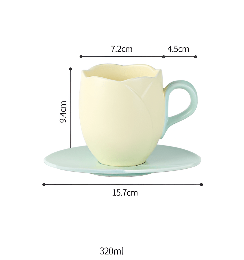 チューリップ 陶器 コーヒー碗 受け皿 セット