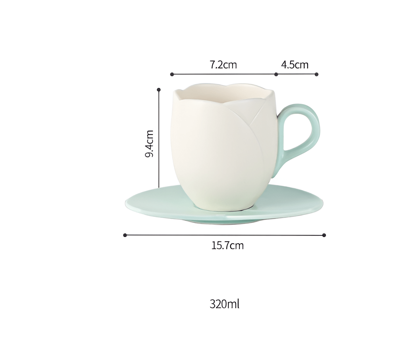 チューリップ 陶器 コーヒー碗 受け皿 セット