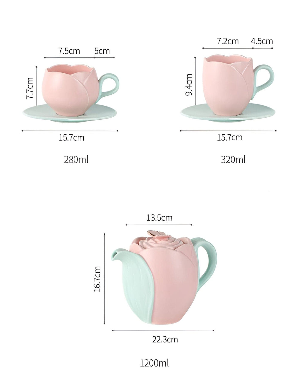 チューリップ 陶器 コーヒー碗 受け皿 セット