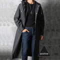 Wasserdichter langer schwarzer Herbstregenmantel – Kapuzenjacke, verstärkte Outdoor-Jacke