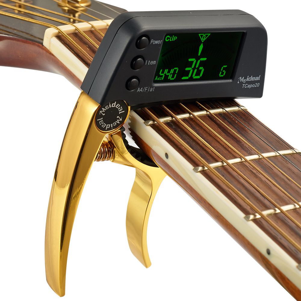 Kapodaster og tuner to i én guitartilbehør med LCD-skærm