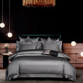 Leila Grey Embroidered Edge Egyptian Cotton Bedding Set
