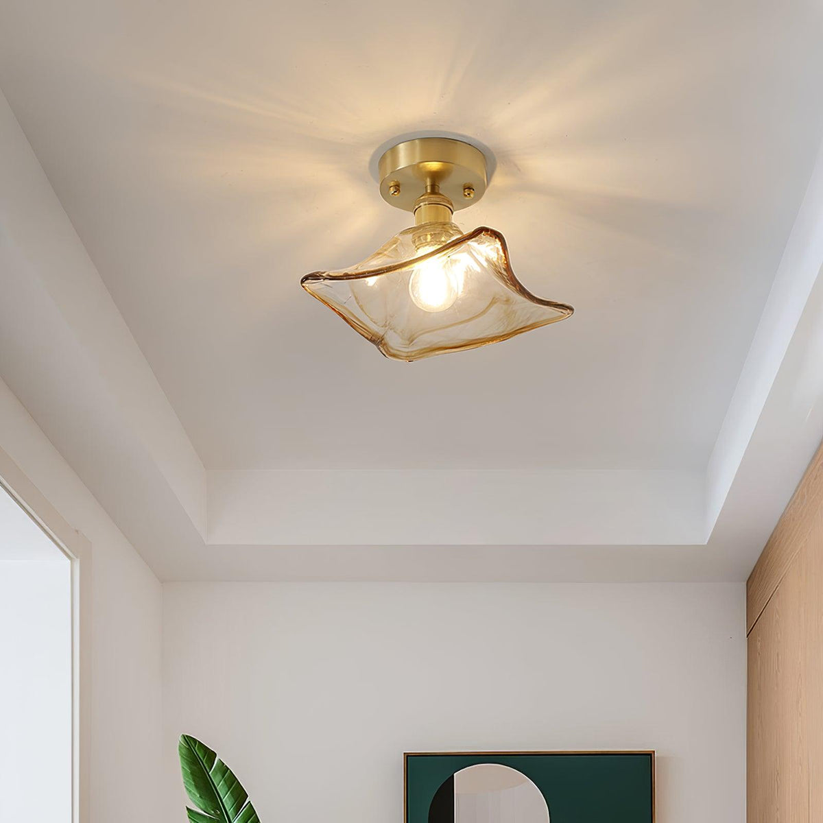 Amber Swirl Glass Shade Ceiling Light