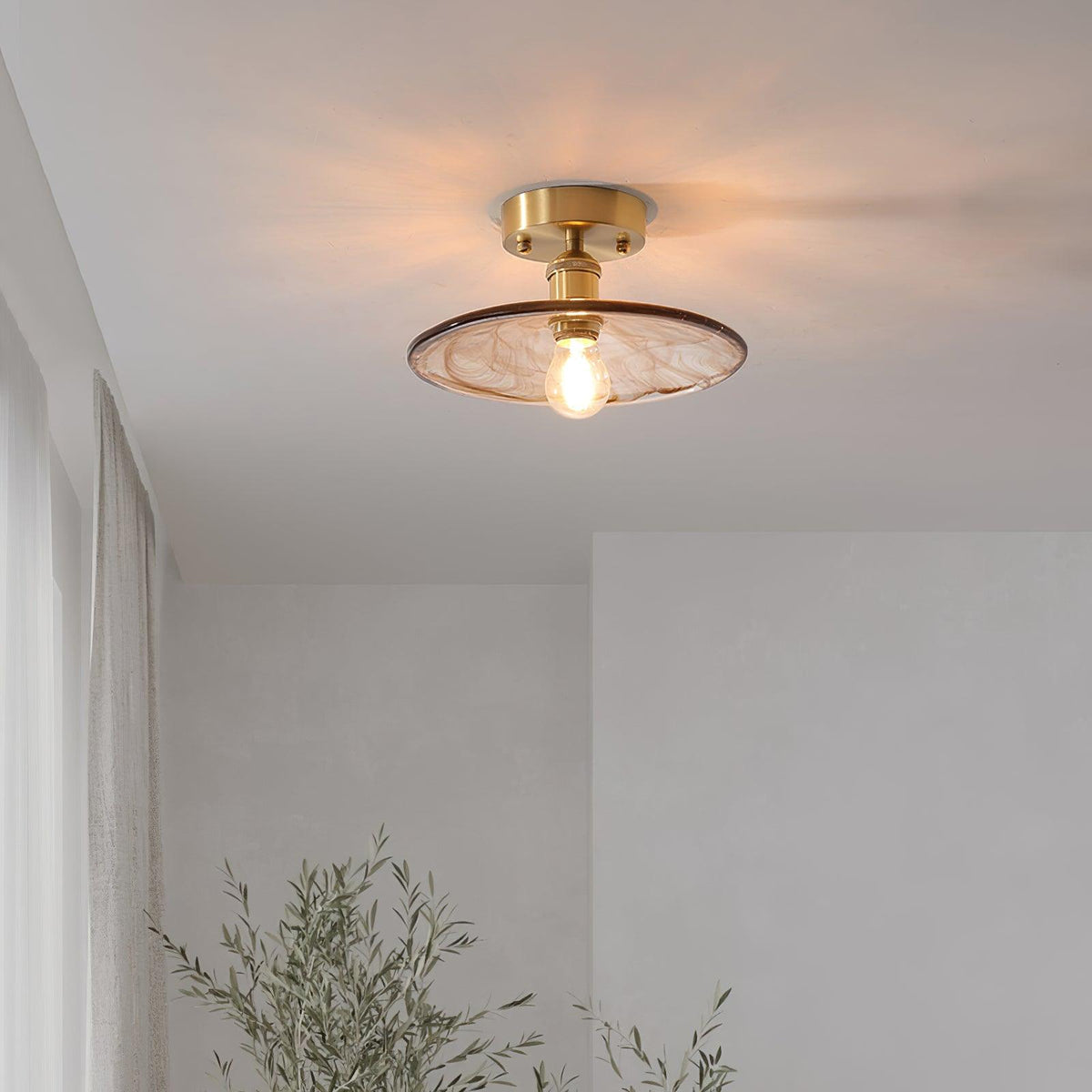 Amber Swirl Glass Shade Ceiling Light