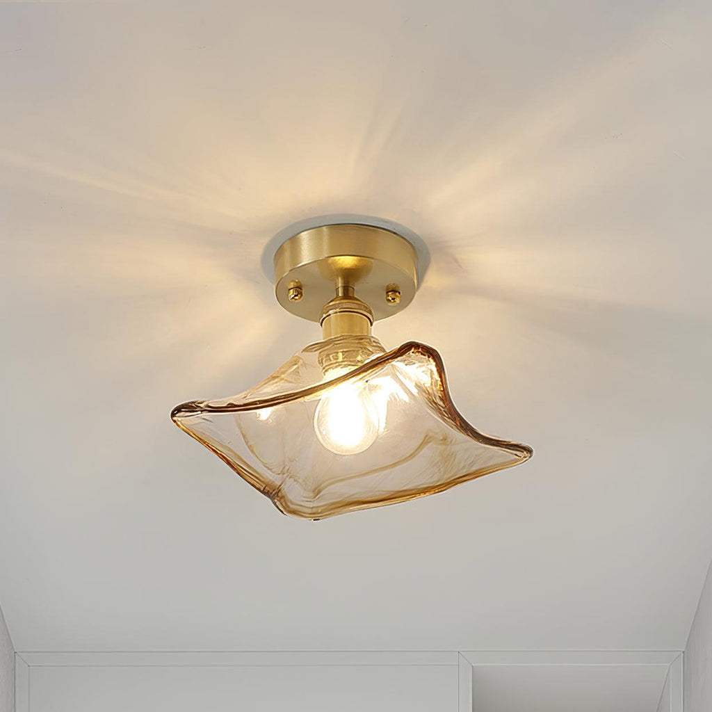 Amber Swirl Glass Shade Ceiling Light