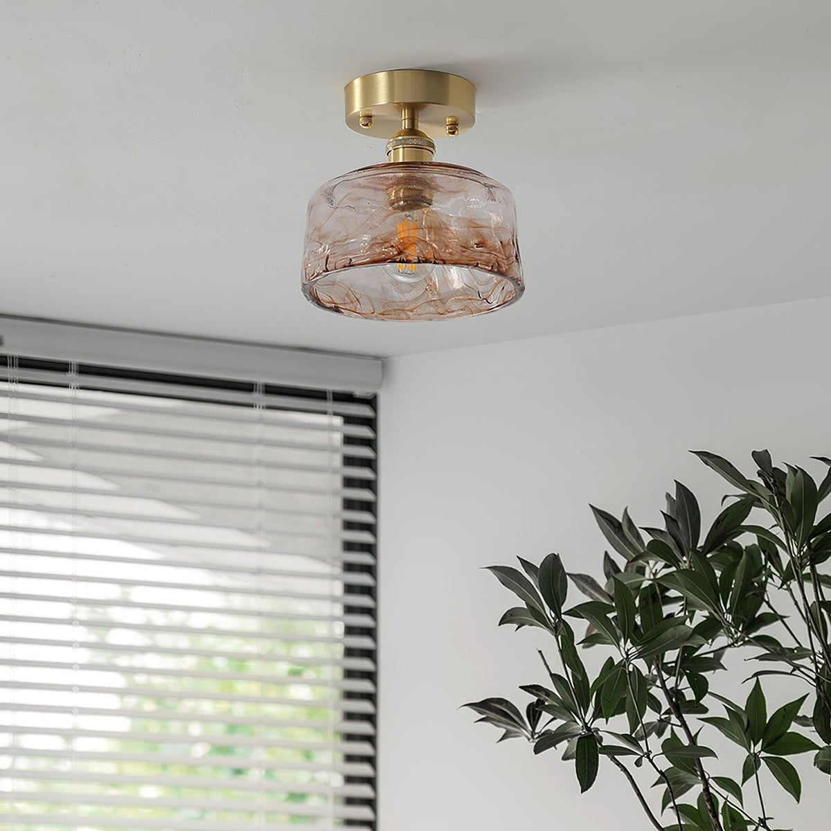 Amber Swirl Glass Shade Ceiling Light