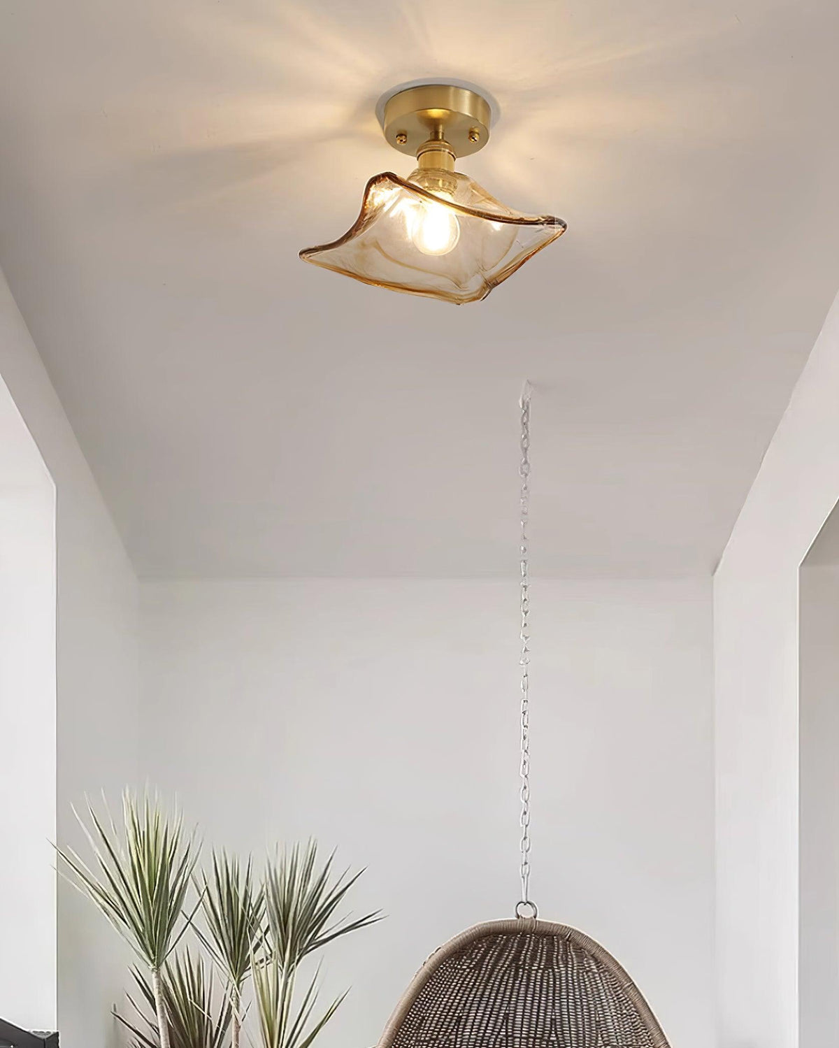Amber Swirl Glass Shade Ceiling Light