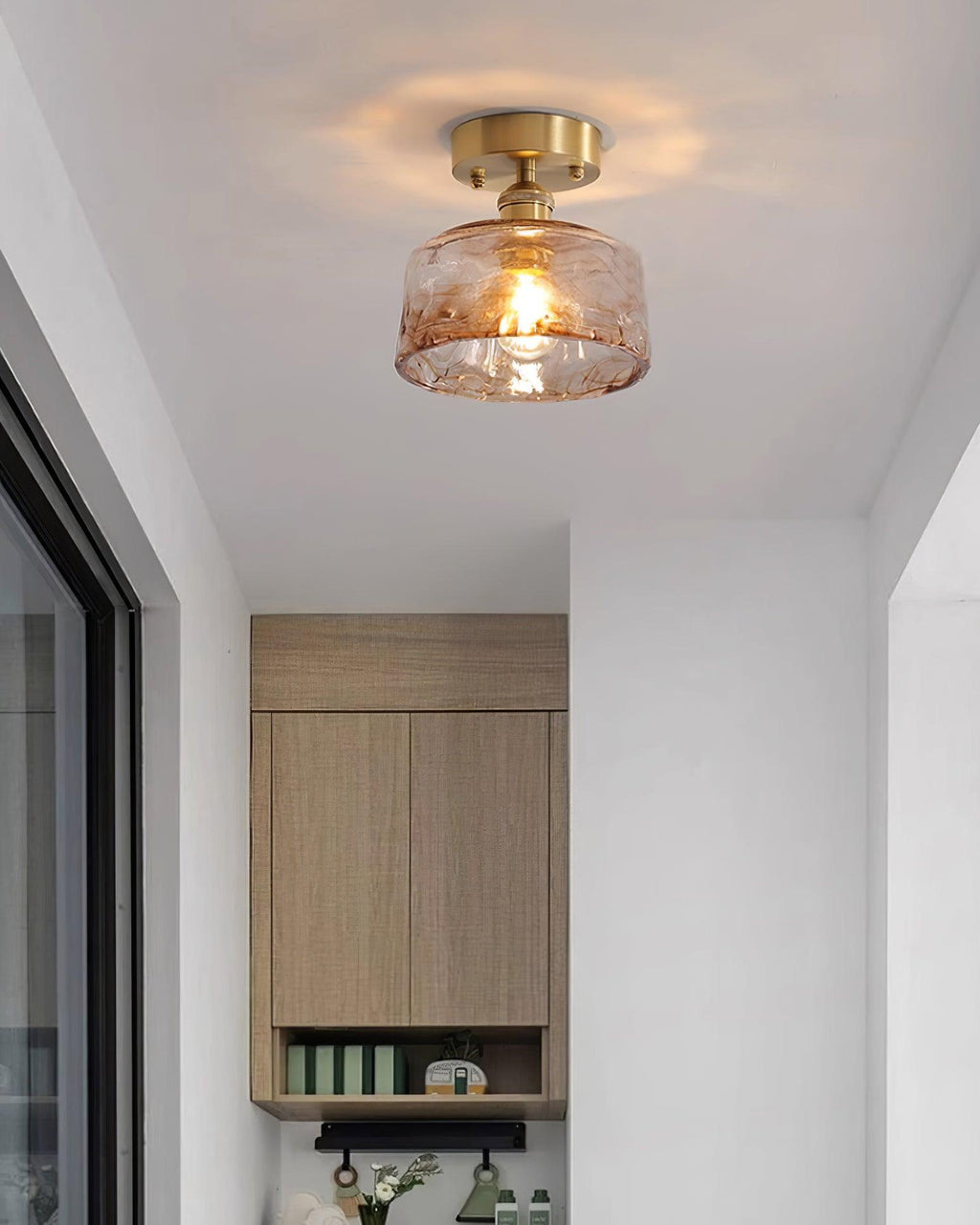 Amber Swirl Glass Shade Ceiling Light