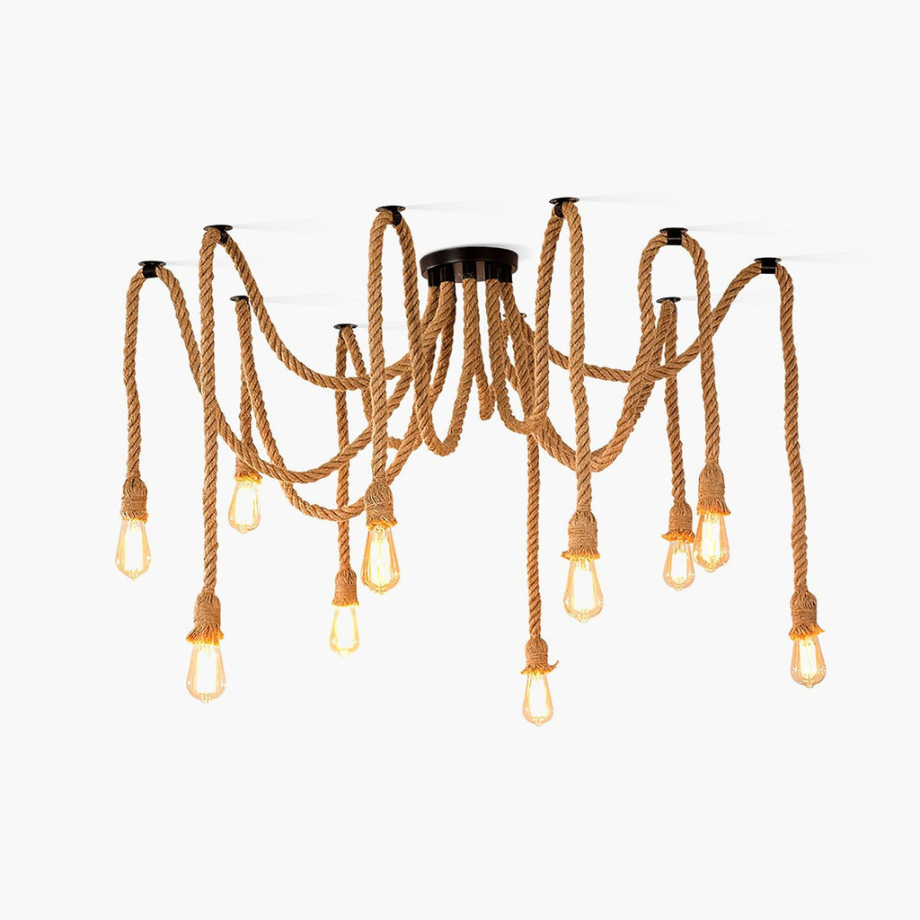 Hemp Rope Scattered Flower Chandelier - Lamp Outdoor