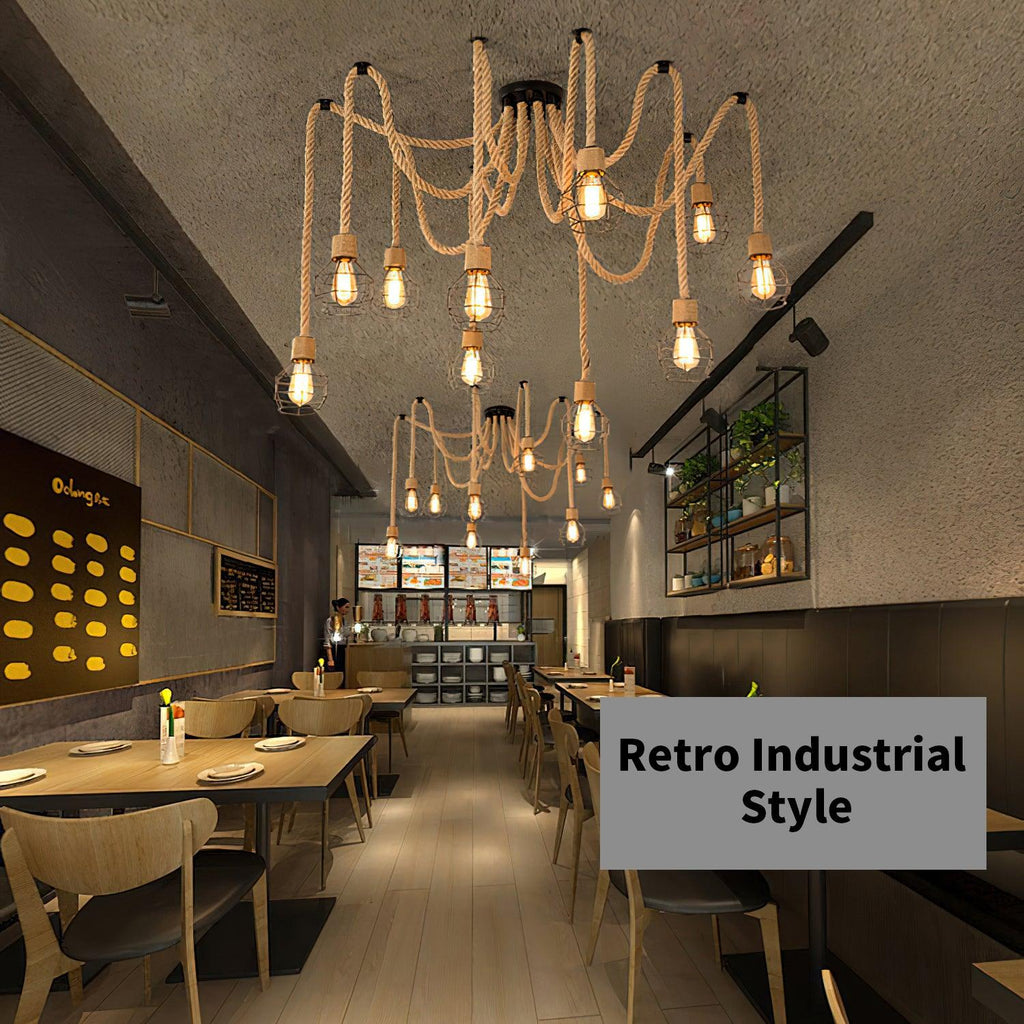 Lustra-Hanfseil-Kronleuchter — Industrieller Retro-Stil