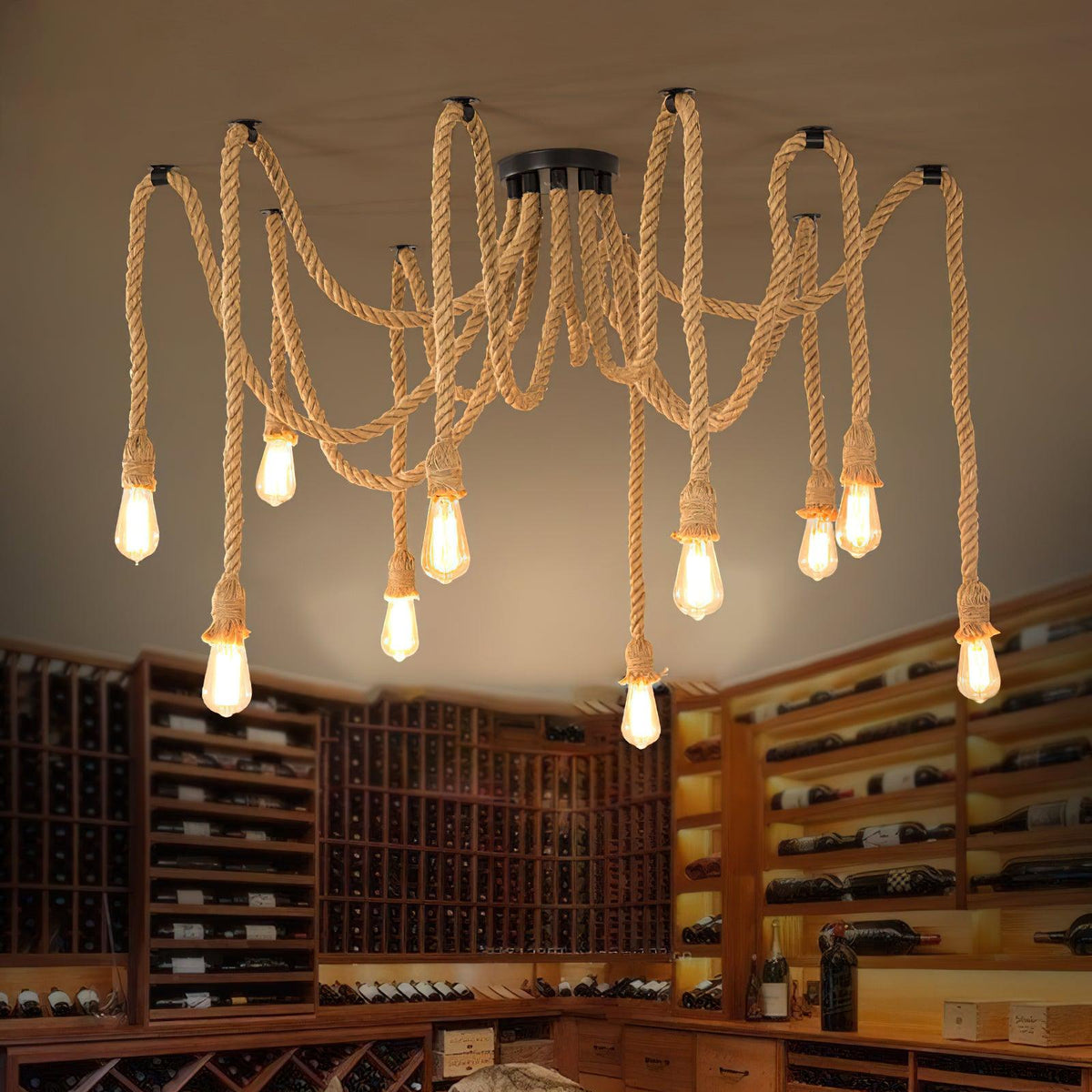 Lustra-Hanfseil-Kronleuchter — Industrieller Retro-Stil