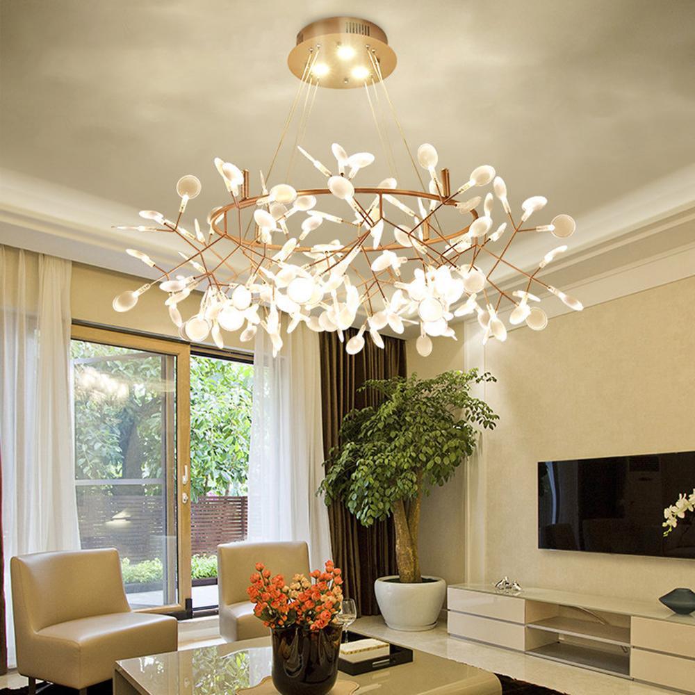 Rose Gold Firefly LED Chandelier — Repositionable Sculptural Branches