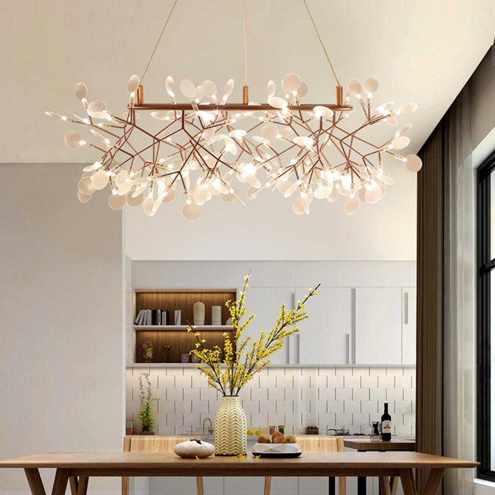 Rose Gold Firefly LED Chandelier — Repositionable Sculptural Branches