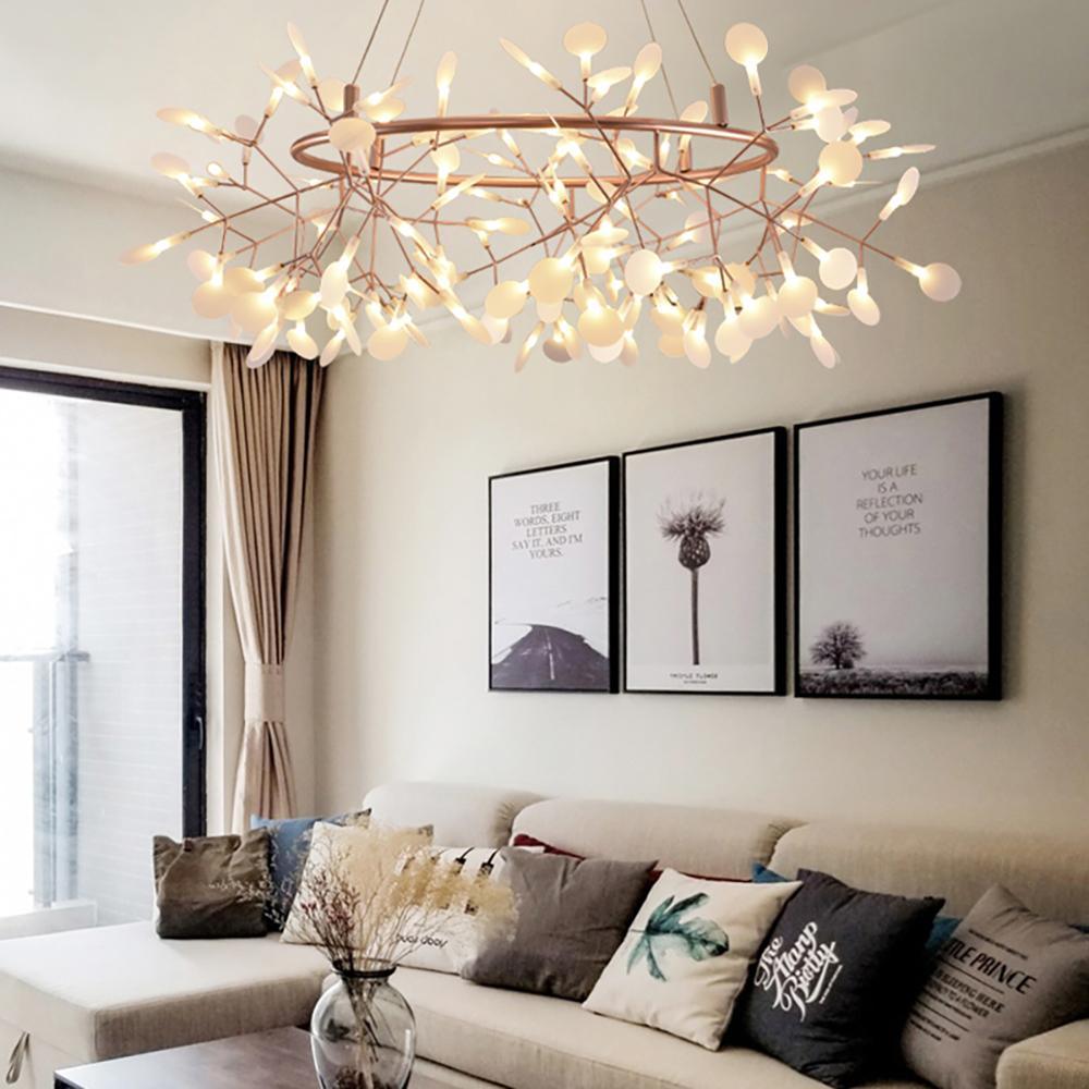 Rose Gold Firefly LED Chandelier — Repositionable Sculptural Branches