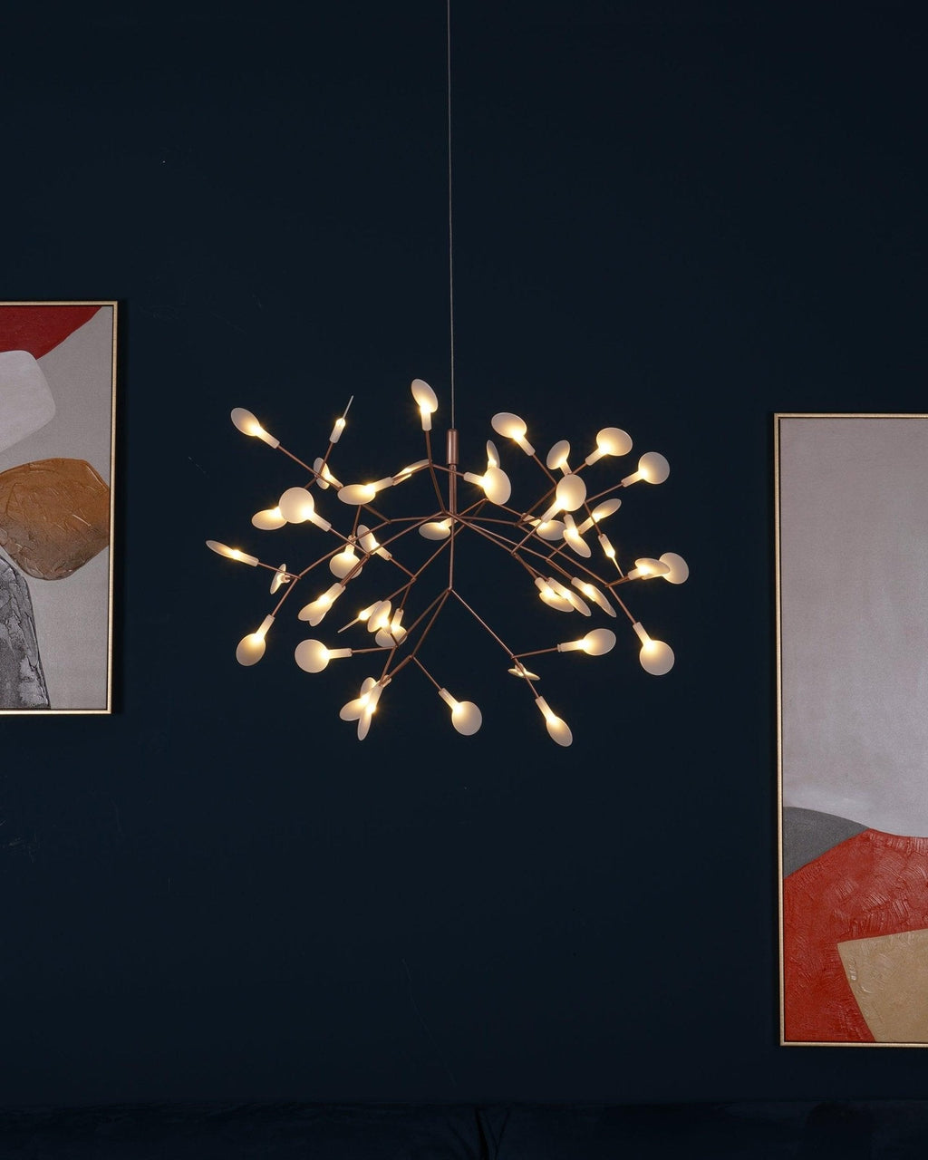 Rose Gold Firefly LED Chandelier — Repositionable Sculptural Branches