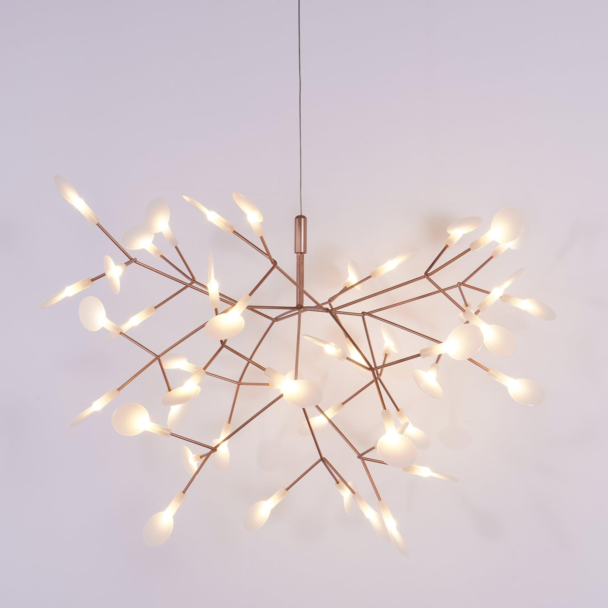 Rose Gold Firefly LED Chandelier — Repositionable Sculptural Branches