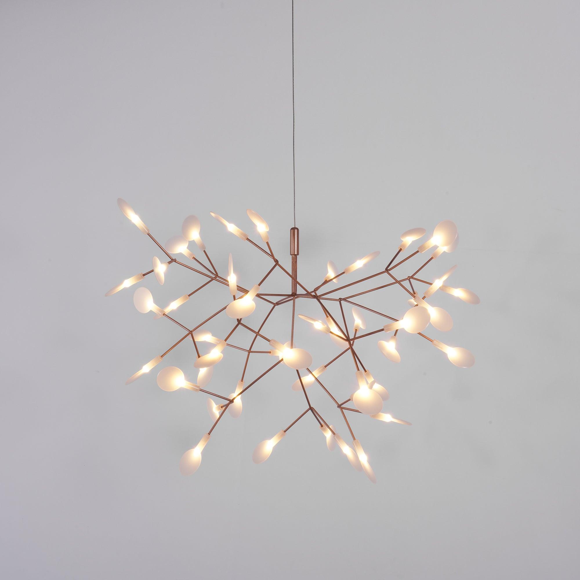 Rose Gold Firefly LED Chandelier — Repositionable Sculptural Branches