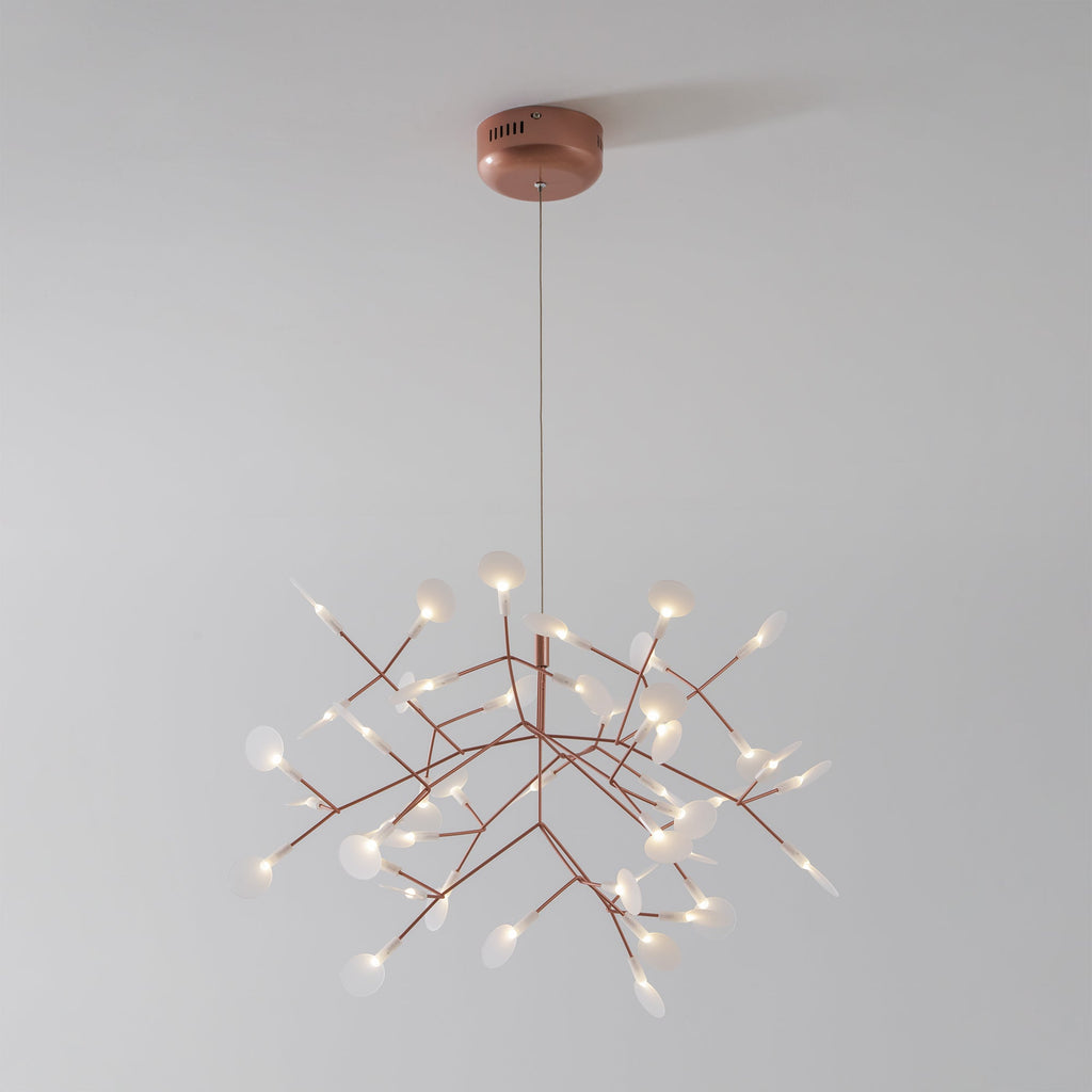 Rose Gold Firefly LED Chandelier — Repositionable Sculptural Branches