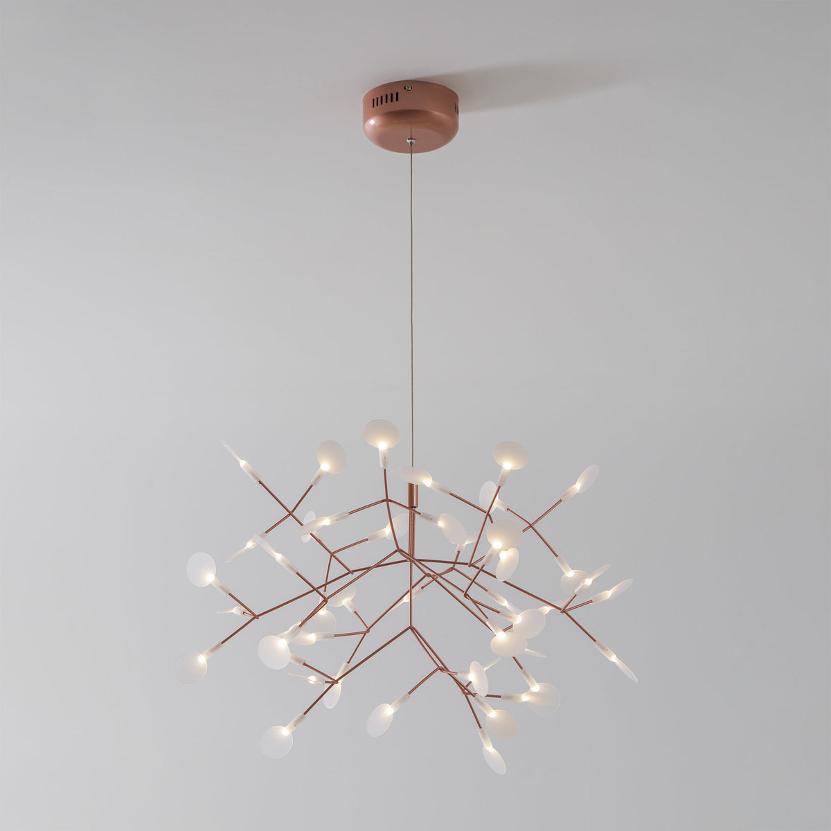Rose Gold Firefly LED Chandelier — Repositionable Sculptural Branches