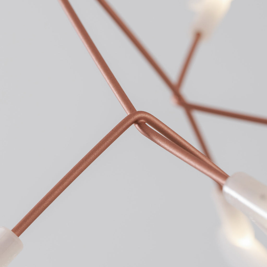 Rose Gold Firefly LED Chandelier — Repositionable Sculptural Branches