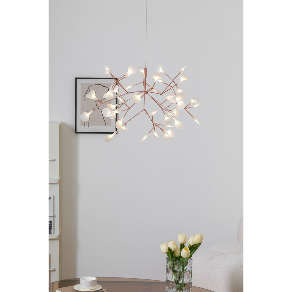 Rose Gold Firefly LED Chandelier — Repositionable Sculptural Branches