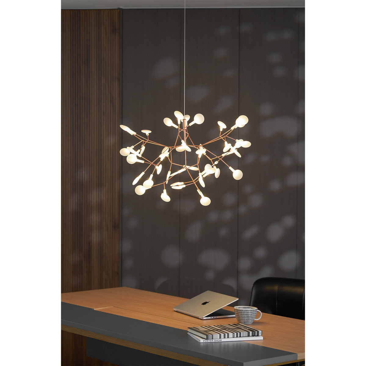 Rose Gold Firefly LED Chandelier — Repositionable Sculptural Branches