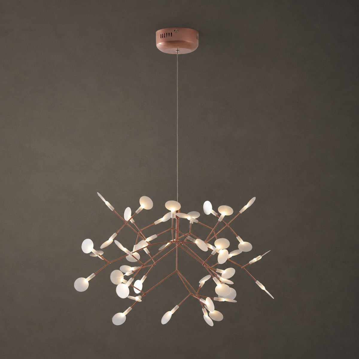 Rose Gold Firefly LED Chandelier — Repositionable Sculptural Branches