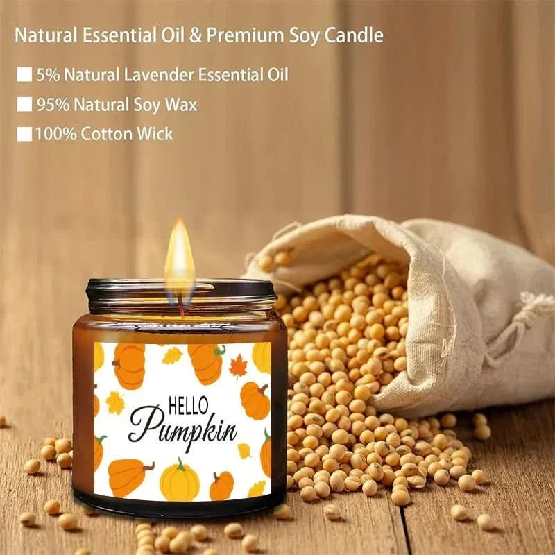 Vela de cera de soja otoñal AmberHearth de 200g, aromas acogedores de otoño para salones