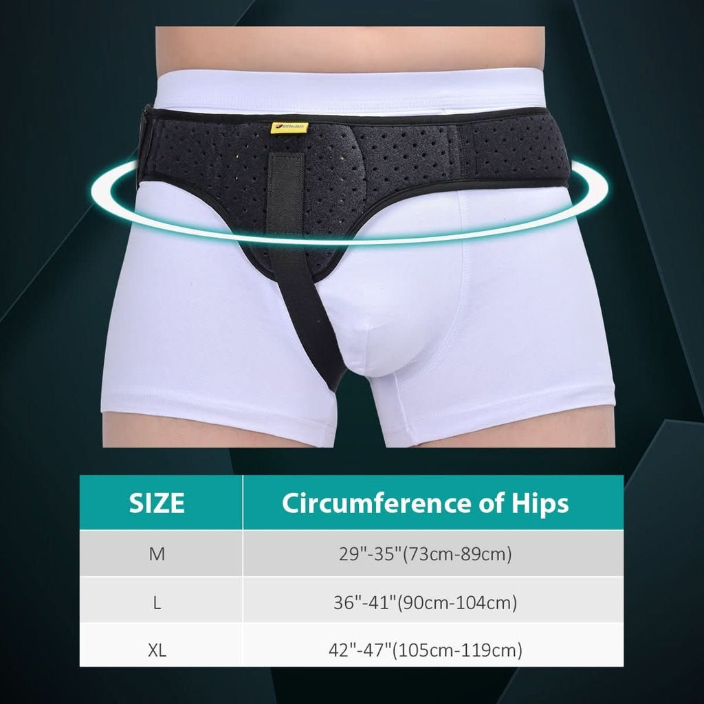 HerniaEase – podpůrný pás na tříselnou kýlu pro úlevu od bolesti, nastavitelná velikost pro dospělé