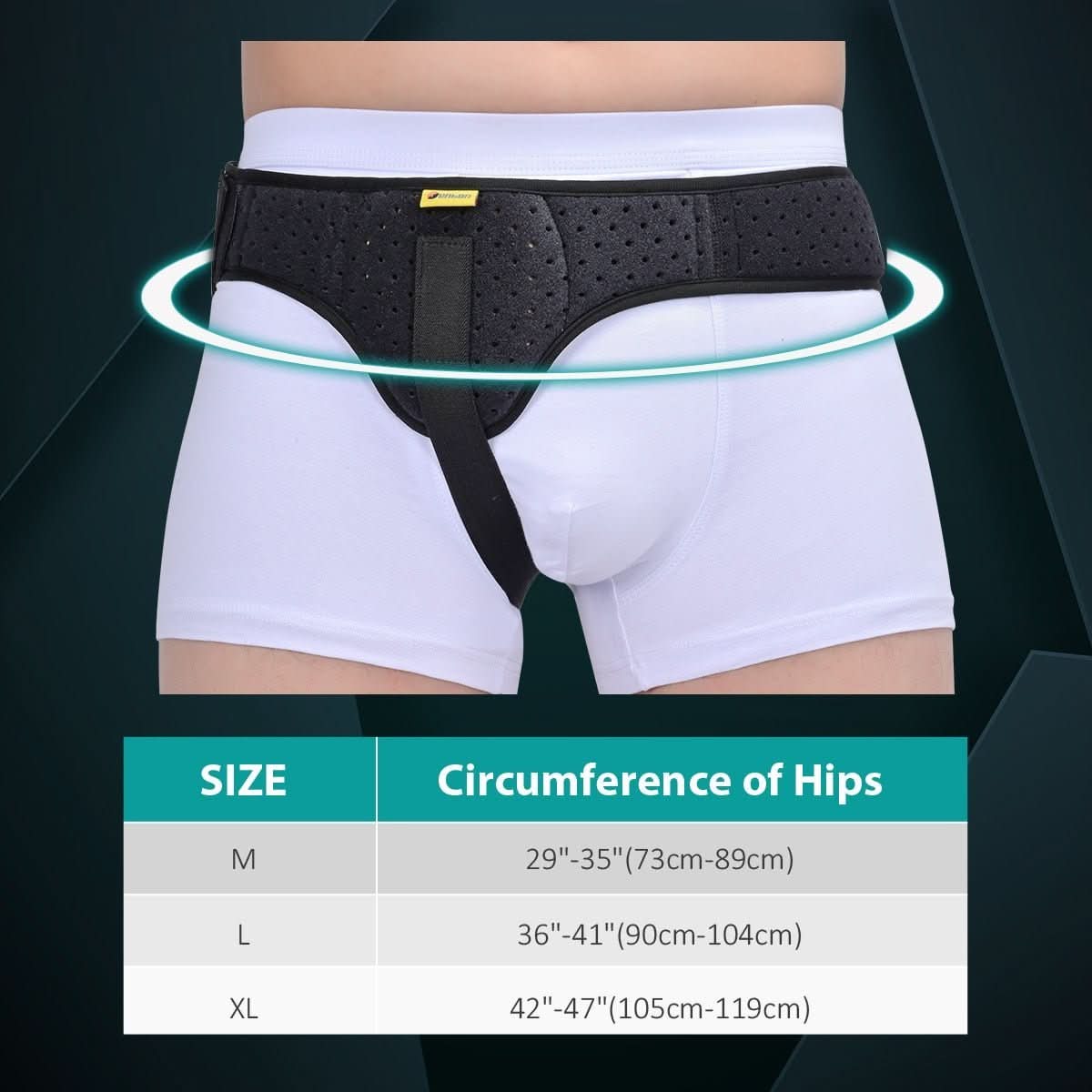 HerniaEase – podpůrný pás na tříselnou kýlu pro úlevu od bolesti, nastavitelná velikost pro dospělé