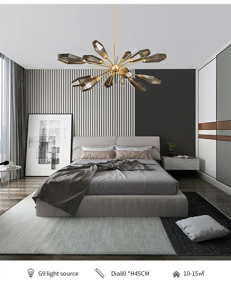 ثريا قمر صناعي نوردية LED زجاج رمادي إبداعية معلقة