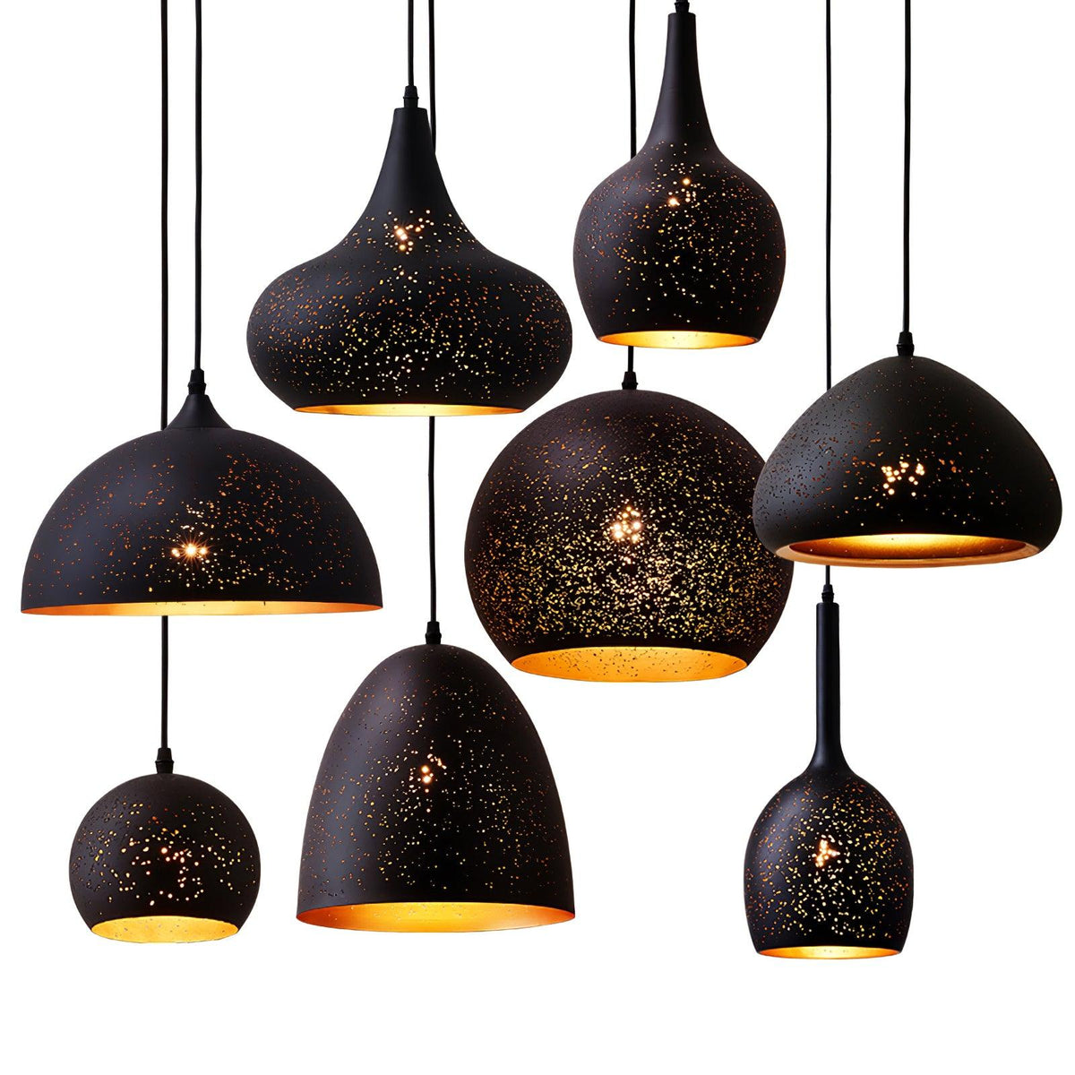 Industrielle Pendelleuchte mit offenem Rahmen – Akzente in Goldoptik