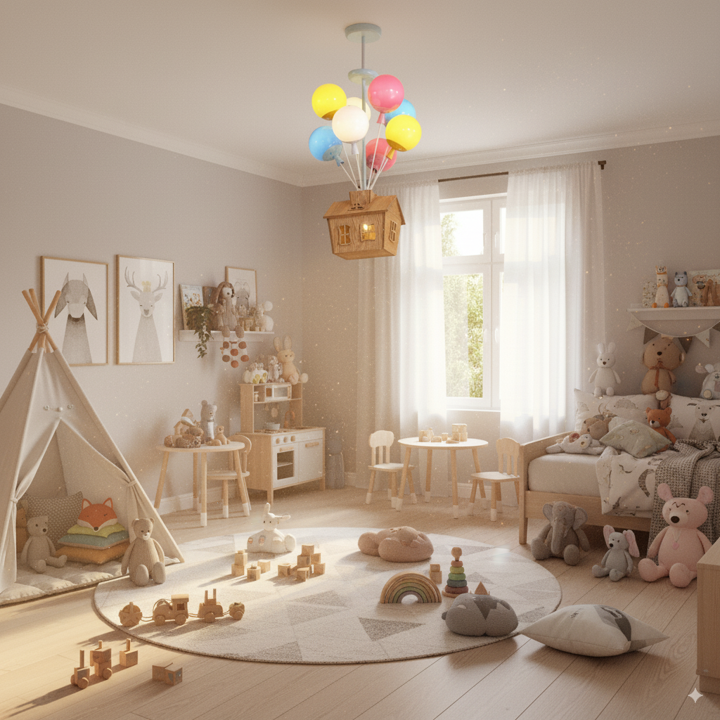 Lampada da soffitto a LED dimmerabile per cameretta Aurora Nest con telecomando, design a palloncino