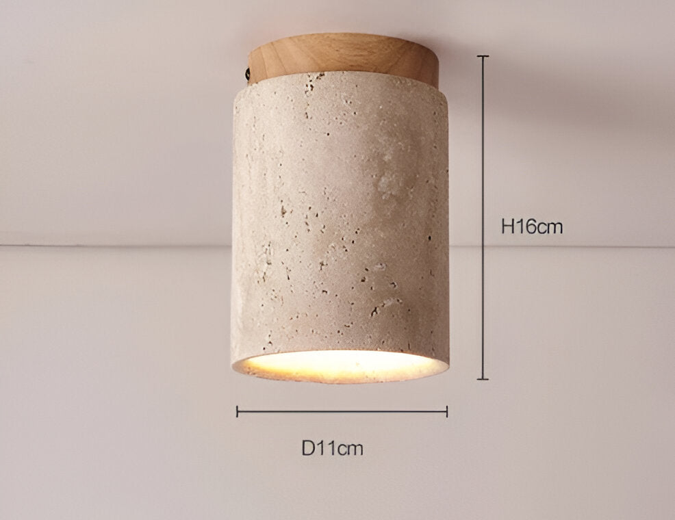 Lampada da soffitto MarWood in travertino – Faretto a incasso in marmo e legno per illuminazione elegante
