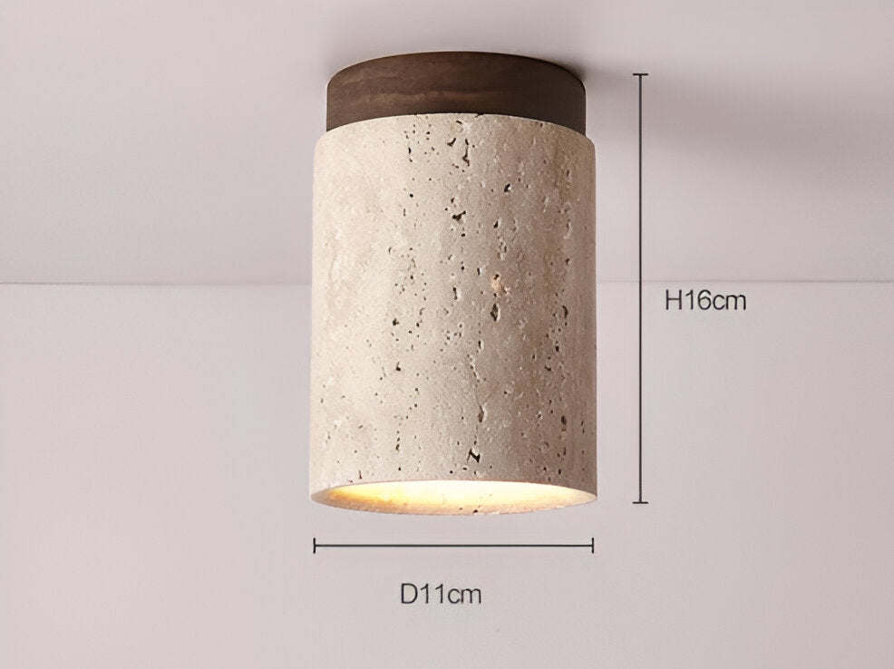 Lampada da soffitto MarWood in travertino – Faretto a incasso in marmo e legno per illuminazione elegante