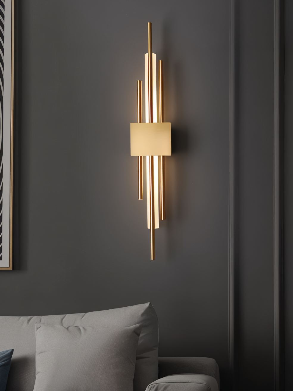NobleGlow Goud Zwarte Wandlamp - Luxe Lineair Ontwerp, Verstelbare Warme/Neutrale/Koude Verlichting