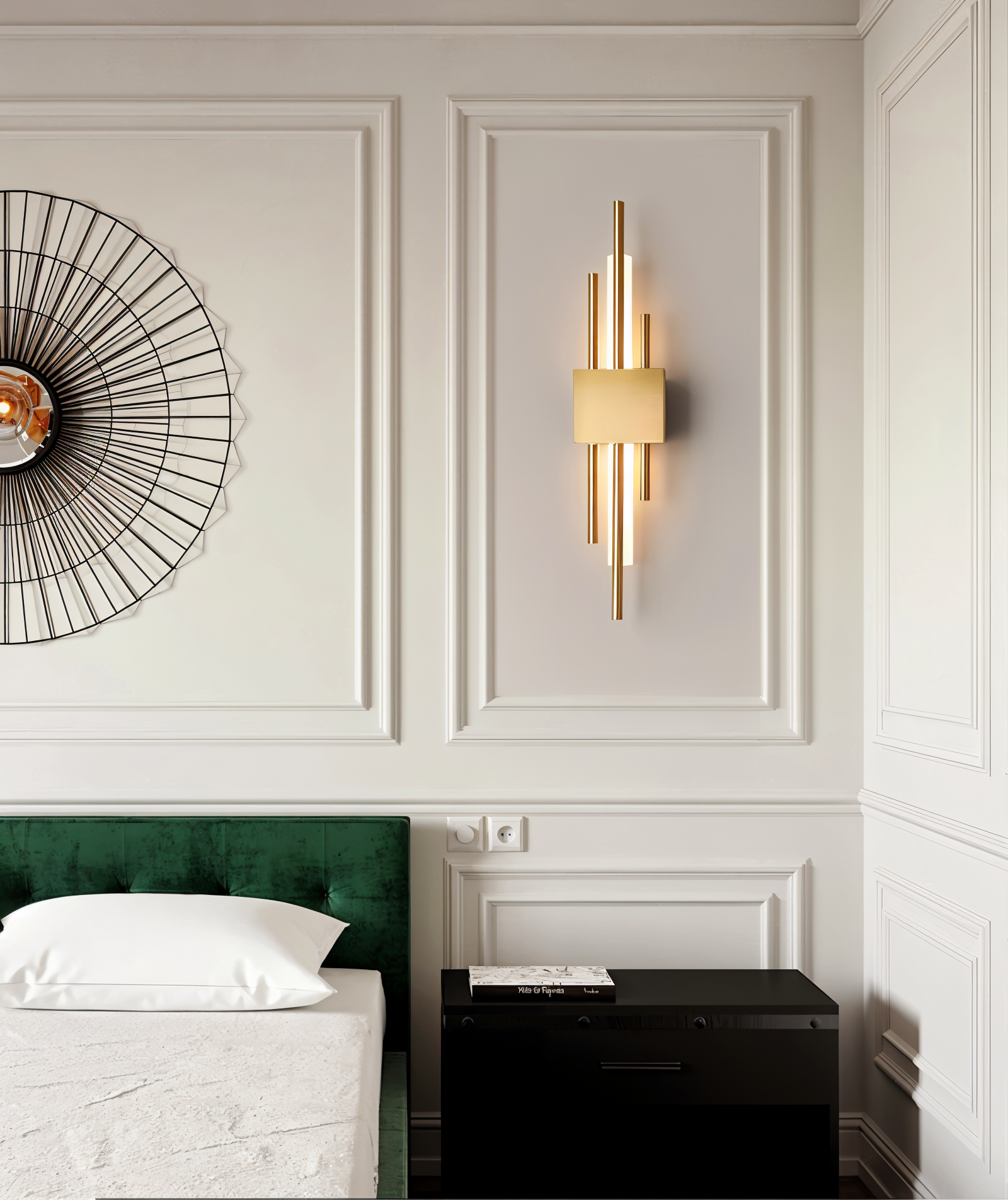 NobleGlow Goud Zwarte Wandlamp - Luxe Lineair Ontwerp, Verstelbare Warme/Neutrale/Koude Verlichting