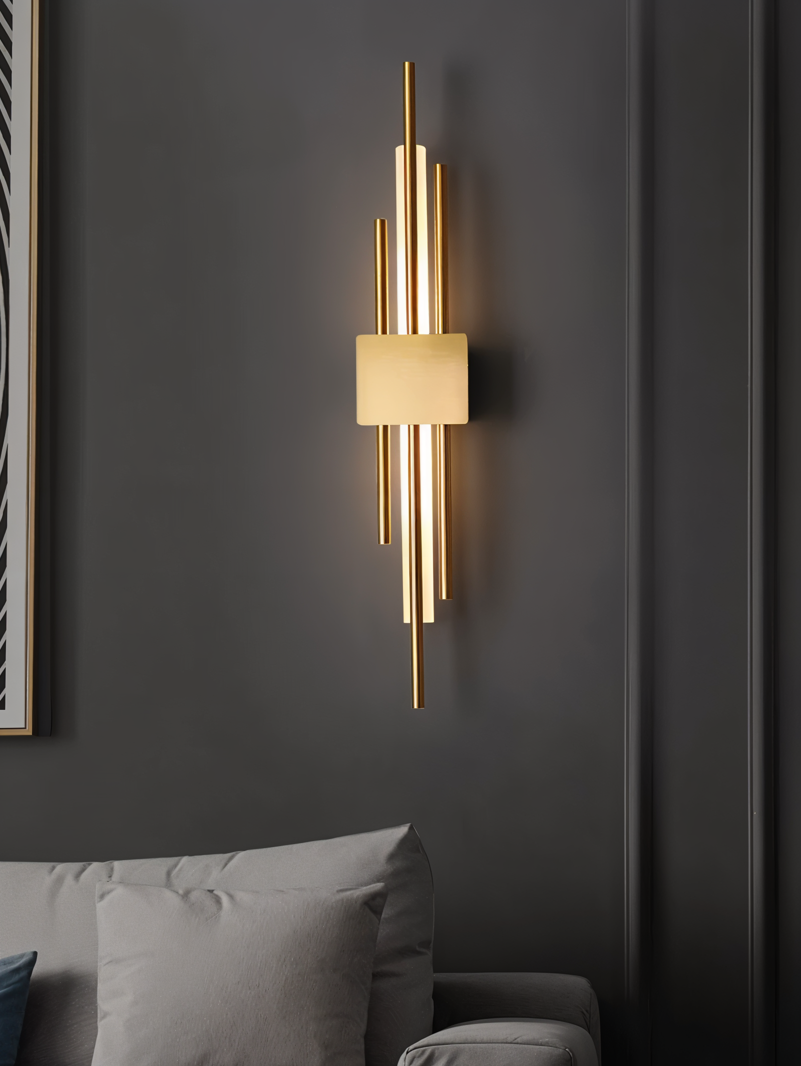 NobleGlow Goud Zwarte Wandlamp - Luxe Lineair Ontwerp, Verstelbare Warme/Neutrale/Koude Verlichting